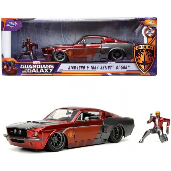 1/24 FORD MUSTANG SHELBY GT500 1967 DARK RED/SILVERGREY with STAR-LORD FIGURE ''GUARDIAMS OF THE GALAXY'' ΑΥΤΟΚΙΝΗΤΑ