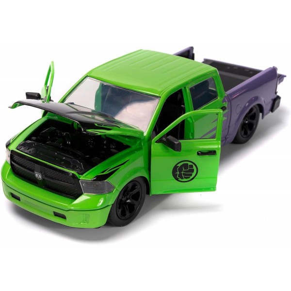 ετοιμα μοντελα αυτοκινητων - ετοιμα μοντελα - 1/24 DODGE RAM 1500 LIME GREEN/PURPLE 2014 ''MARVEL AVENGERS'' with HULK FIGURE ΑΥΤΟΚΙΝΗΤΑ