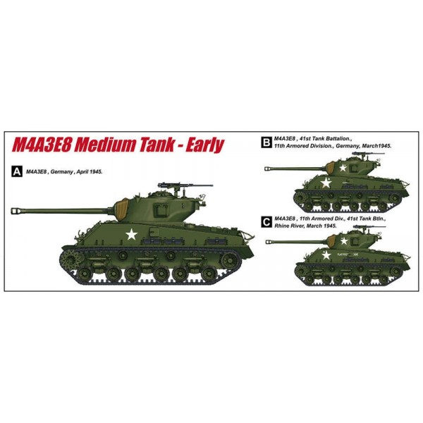 1/16 M4A3E8 SHERMAN Medium Tank - Early w/ Photo-Etched Parts, Track Links, Metal Gun Barrel, Metal Parts & 1 Figure 