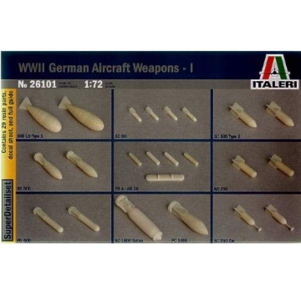 συναρμολογουμενα μοντελα αεροπλανων - συναρμολογουμενα μοντελα - 1/72 WWII GERMAN AIRCRAFT WEAPONS SET 1 ΑΕΡΟΠΛΑΝΑ
