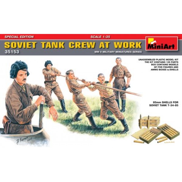 συναρμολογουμενες φιγουρες - συναρμολογουμενα μοντελα - 1/35 SOVIET TANK CREW AT WORK WWII 85mm shells and packing cases for T-34-85 ΦΙΓΟΥΡΕΣ