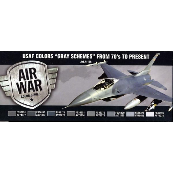 χρωματα μοντελισμου - AIRBRUSH SET USAF COLORS ''GRAY SCHEMES'' FROM 70's TO PRESENT ΧΡΩΜΑΤΑ ΣΕΤ