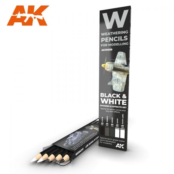 χρωματα μοντελισμου - Black & White “Shading & Effects Set” 5 Pencils WEATHERING WATERCOLOR PENCILS