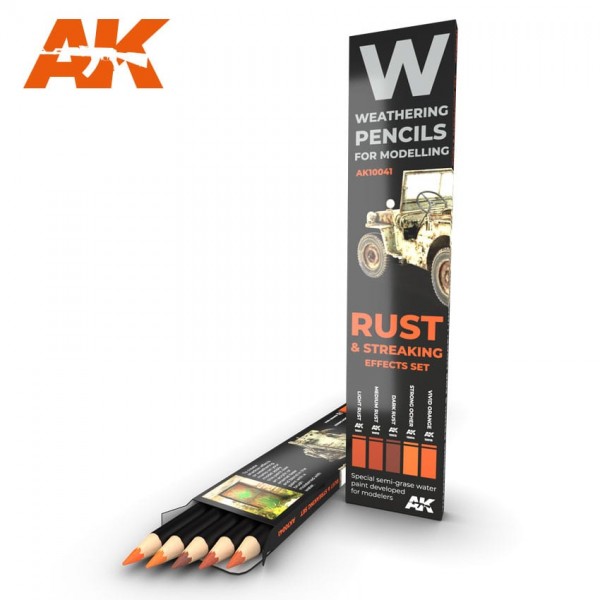 χρωματα μοντελισμου - Rust & Streaking “Effects Set” 5 Pencils WEATHERING WATERCOLOR PENCILS