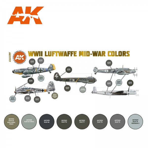 χρωματα μοντελισμου - WWII Luftwaffe Mid - War Colors Set (8 x 17ml) 3G Acrylics ΧΡΩΜΑΤΑ ΣΕΤ