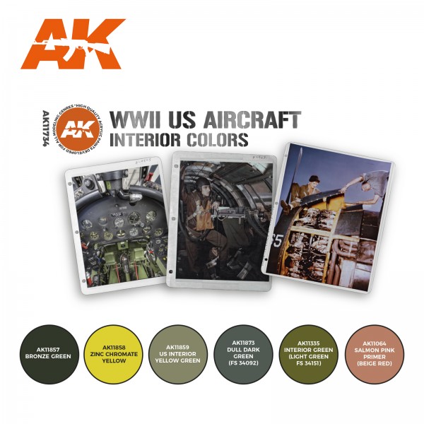 χρωματα μοντελισμου - WWII US Aircraft Interior Colors Set (6 x 17ml) 3G Acrylics ΧΡΩΜΑΤΑ ΣΕΤ