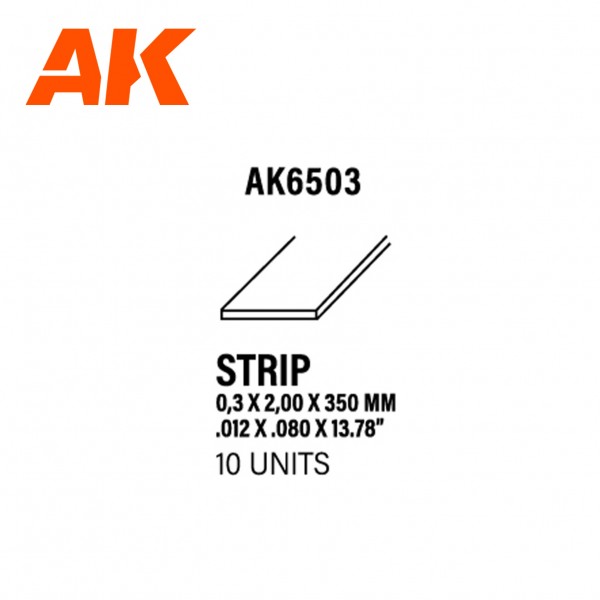 Strips 0.30 x 2.00 x 350mm – STYRENE STRIP – (10 units) ΥΛΙΚΑ ΜΑΚΕΤΑΣ