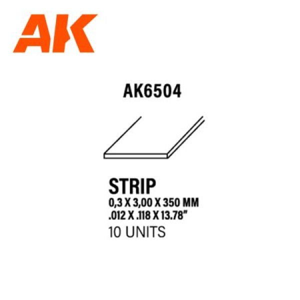 Strips 0.30 x 3.00 x 350mm – STYRENE STRIP – (10 units) ΥΛΙΚΑ ΜΑΚΕΤΑΣ