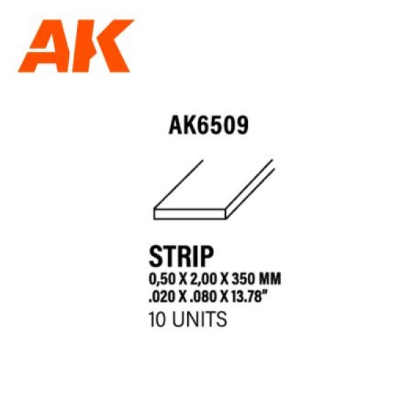 Strips 0.50 x 2.00 x 350mm – STYRENE STRIP – (10 units) ΥΛΙΚΑ ΜΑΚΕΤΑΣ