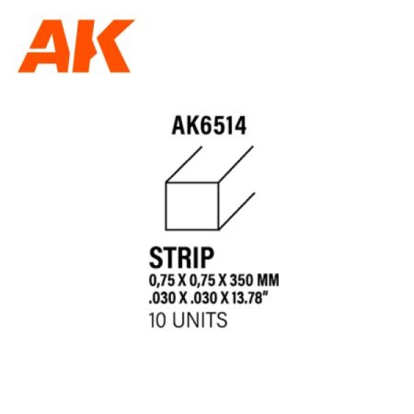 Strips 0.75 x 2.00 x 350mm – STYRENE STRIP – (10 units) ΥΛΙΚΑ ΜΑΚΕΤΑΣ