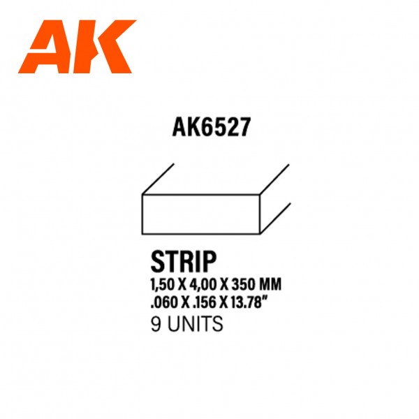 Strips 1.50 x 4.00 x 350mm – STYRENE STRIP – (9 units) ΥΛΙΚΑ ΜΑΚΕΤΑΣ