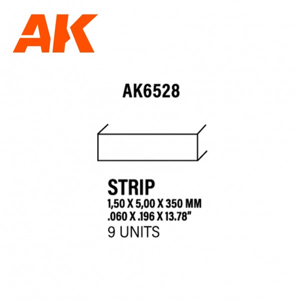 Strips 1.50 x 5.00 x 350mm – STYRENE STRIP – (9 units) ΥΛΙΚΑ ΜΑΚΕΤΑΣ