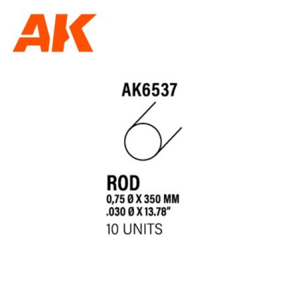 Rod 0.75 diameter x 350mm – STYRENE ROD – (10 units) ΥΛΙΚΑ ΜΑΚΕΤΑΣ