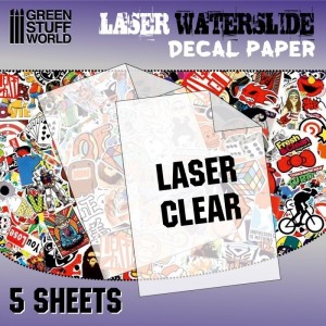 WATERSLIDE CLEAR DECAL PAPER FOR LASER (5pcs 210mm x 270mm (A4))