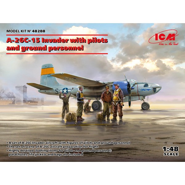 συναρμολογουμενα μοντελα αεροπλανων - συναρμολογουμενα μοντελα - 1/48 A-26C-15 Invader with Pilots and Ground Personnel ΑΕΡΟΠΛΑΝΑ