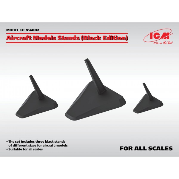 βασεις στηριξης για μοντελα - βιτρινες για μοντελα - εργαλεια μοντελισμου - AIRCRAFT MODELS STANDS FOR ALL SCALES (3 Pieces) (BLACK EDITION) ΒΙΤΡΙΝΕΣ- ΒΑΣΕΙΣ ΣΤΗΡΙΞΗΣ