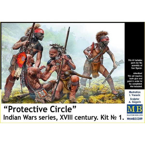 συναρμολογουμενες φιγουρες - συναρμολογουμενα μοντελα - 1/35 ''Protective Circle'' Indian Wars series, XVIII century Kit No.1 ΦΙΓΟΥΡΕΣ