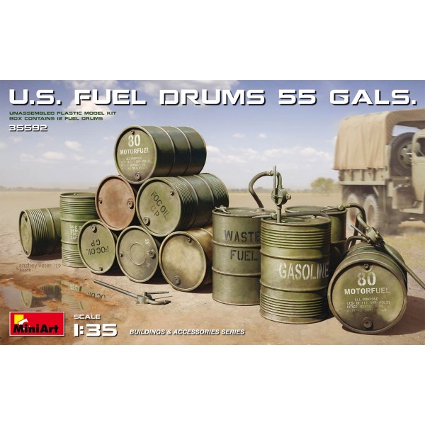 συναρμολογουμενα αξεσουαρ διοραματων - συναρμολογουμενα μοντελα - 1/35 U.S. FUEL DRUMS 55 GALS. (12 Fuel Drums) ΑΞΕΣΟΥΑΡ ΔΙΟΡΑΜΑΤΩΝ