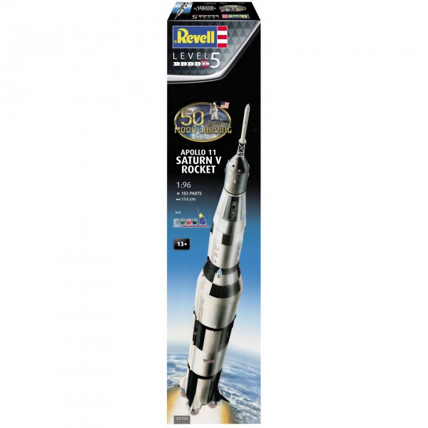 συναρμολογουμενα διαστημικα kits - συναρμολογουμενα μοντελα - 1/96 APOLLO 11 SATURN V ROCKET (50th Anniversary of the Moon Landing) (incl. 4 paints, 1 paint brush, 1 needle glue) ΔΙΑΣΤΗΜΙΚΑ KITS