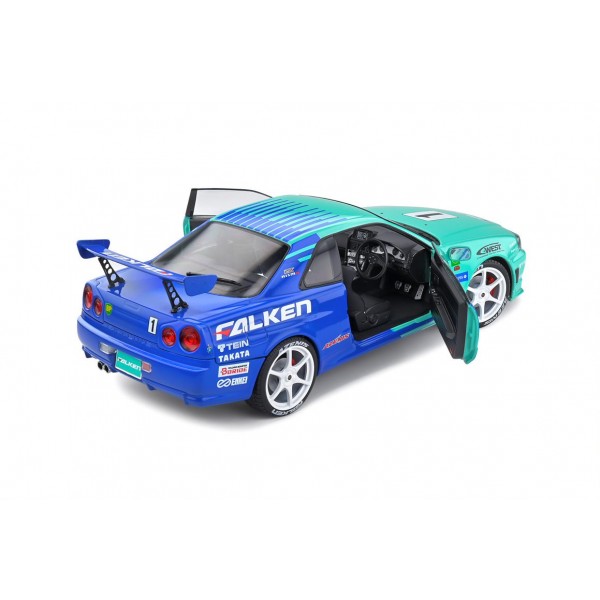 ετοιμα μοντελα αυτοκινητων - ετοιμα μοντελα - 1/18 NISSAN SKYLINE GT-R (R34) Nr.1 FALKEN DRIFT LIVERY TURQUOISE/BLUE 1999 ΑΥΤΟΚΙΝΗΤΑ