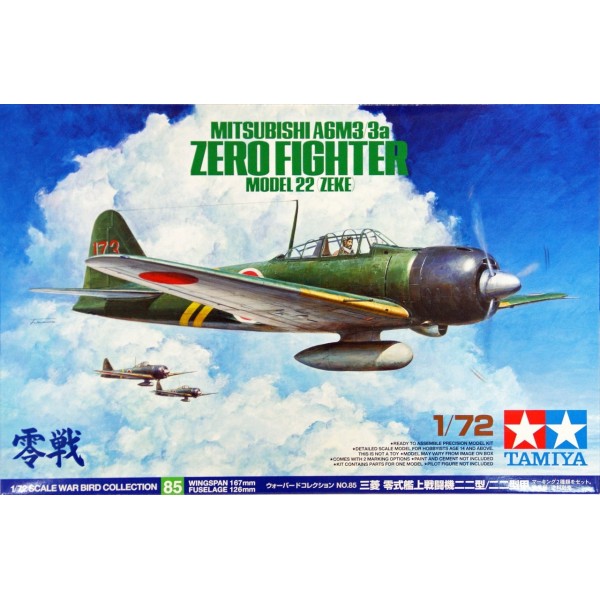 συναρμολογουμενα μοντελα αεροπλανων - συναρμολογουμενα μοντελα - 1/72 MITSUBISHI A6M3/3a ZERO FIGHTER MODEL 22 (ZEKE) ΑΕΡΟΠΛΑΝΑ