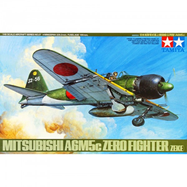 συναρμολογουμενα μοντελα αεροπλανων - συναρμολογουμενα μοντελα - 1/48 MITSUBISH A6M5c ZERO FIGHTER MODEL 52 (ZEKE) w/ 7 Figures ΑΕΡΟΠΛΑΝΑ