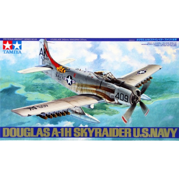 συναρμολογουμενα μοντελα αεροπλανων - συναρμολογουμενα μοντελα - 1/48 DOUGLAS SKYRAIDER AD-6 (A-1H) U.S. NAVY w/ 1 Figure ΑΕΡΟΠΛΑΝΑ