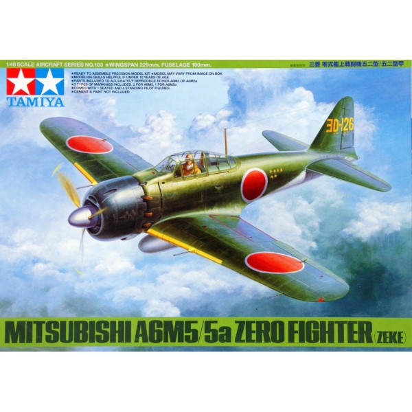 συναρμολογουμενα μοντελα αεροπλανων - συναρμολογουμενα μοντελα - 1/48 MITSUBISH A6M5/5a ZERO FIGHTER (ZEKE) w/ 5 Figures ΑΕΡΟΠΛΑΝΑ